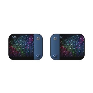 QT Futuristic Car Mats - 2x Rear Floor Mats with Circuit Design