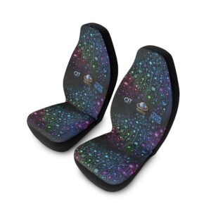 QT Colorful Tech-Inspired Polyester Car Seat Covers - Perfect for Tech Enthusiasts