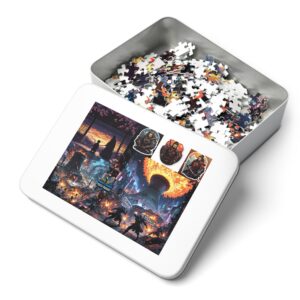 Tech Reads Jigsaw Puzzle with Tin Box - Engaging Puzzle for Book Lovers & Tech Enthusiasts
