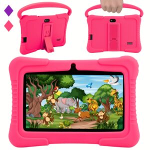 Veidoo 7-Inch Youngsters' Tablet with Eye-Care Screen, WiFi, 2GB RAM + 32GB Storage, Dual Camera, Educational Games, Parental Control App, Android, Includes Drop-Proof Silicone Case
