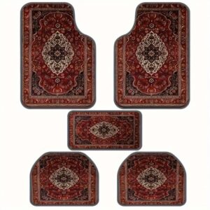 5pcs European Moroccan Retro Pattern Car Mats - Printed Design, Universal Fit for Sedan and SUV - Ideal Gift, Car Interior Accessories