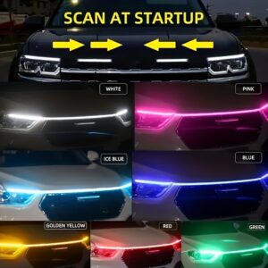 LED Hood Lights for Car, 12V Decorative Ambient Grille Strip, No Battery Required, Universal Fit for Trucks & Pickups, Easy Hard-Wiring Installation, Available in Multiple Colors