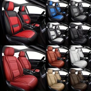 5-Seat Full Set, Luxurious Three-Dimensional Full-Cover Diamond Stripes, Comfortable Fixed Lumbar Support Nappa Leather Car Seat Cover, 5-Seat Full Set Car Universal Seat Cover, Multiple Colors Optional, Car Interior Decoration, Car Owner Gift
