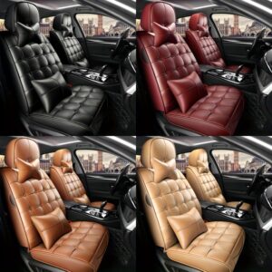 Fit for 5-Seater & SUVs Luxury All-Weather Car Seat Covers with Soft Cushioned Padding, Heavy-Duty - Adjustable Front/Rear/Trunk (if accessible) Seat Protectors, Compatible with Most Vehicle Models