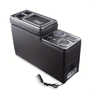 ヴォクシー/ノア 70・80系 & エスクァイア 専用 多機能コンソールボックス|カップホルダー・USBポート・シガーソケット搭載、ロック式収納、工具不要取付、2014年以降モデル対応