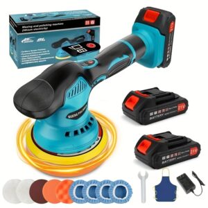 21V Cordless Buffer Polisher Kit, 24 Accessories, 2 X 2000mAh Batteries, Car Polisher W/ 6 Variable Speed Up To 6500RPM, Cordless Polisher For Car Detailing/ Waxing/ Polishing/ Scratch Removing, Great Accessories!