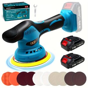 Electric Polisher with 150mm 6-speed Variable Speed, Comes with 2 Batteries, 21V Electric Polisher, 2800-5500RPM Cordless Rechargeable Polisher, Dual-action Polisher, Tasks with Rich Accessories