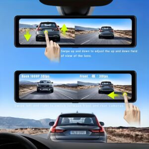 【MUÜBAER】11インチ 4K 前後ミラー型 ドライブレコーダー、センサー、タッチパネル、Ultra HD、170°広角、連続録画、駐車監視、WDR、ナイトビジョン、右ハンドル車対応、32GBカード付属、バックミラーカメラ、Type-C対応、ホリデーギフト