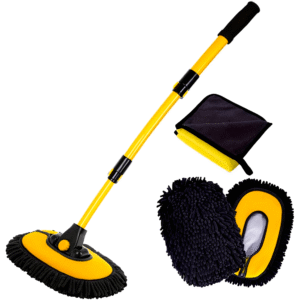 1pc Aluminum Car Wash Brush with Long Handle, Ultra-Fine Fiber Towel, Cleaning Mop, Gloves & Extension Rod - Durable Ergonomic Design for Cars, Trucks, Vehicles - Commercial & Home Use, Car Wash Accessories | Ergonomic Cleaning Tool | Aluminum Handle, Car Cleaning Accessories